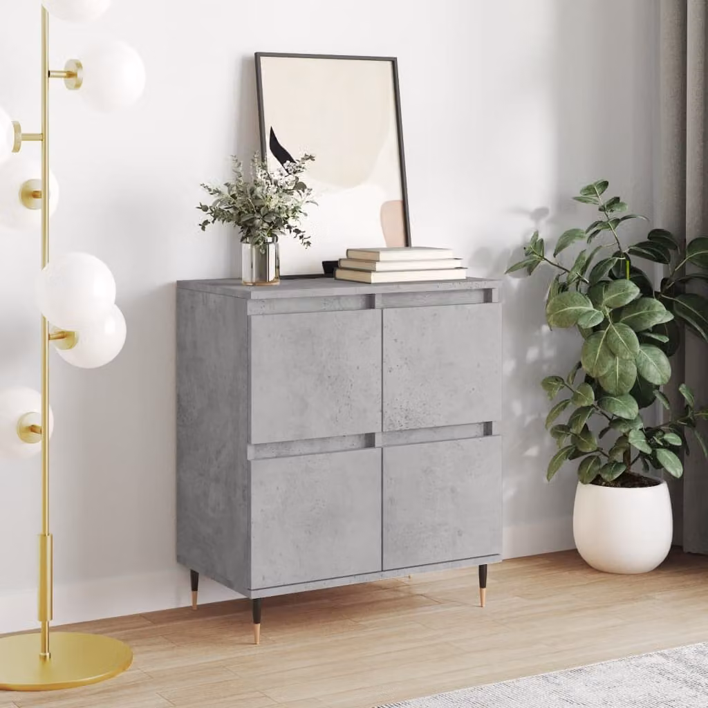 Credenza moderna vidaXL in legno multistrato e metallo, Grigio, L: 60 cm, P: 35 cm, H: 70 cm