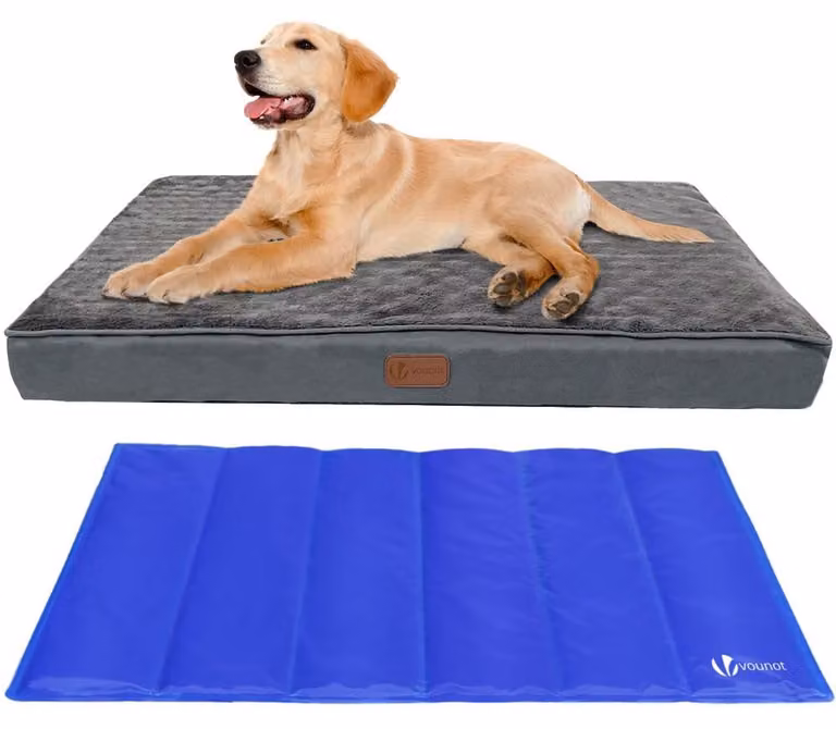 Letto ortopedico per cani VOUNOT® con tappetino refrigerante, cuscino per cani, taglia media, 91x70 cm