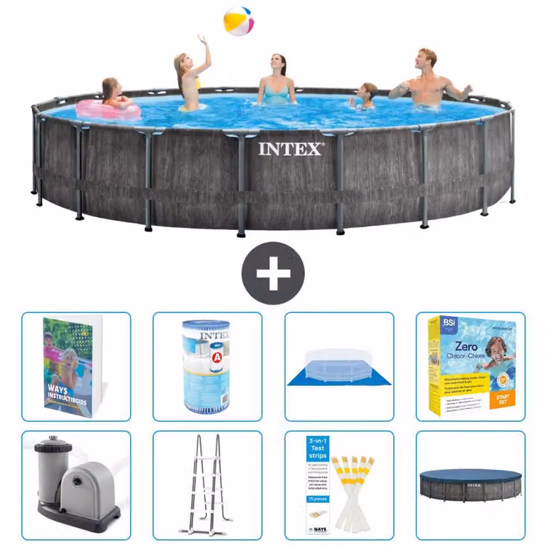 Struttura per piscina a forma di prisma - 549x122 cm - composta da 7 elementi - modello S572