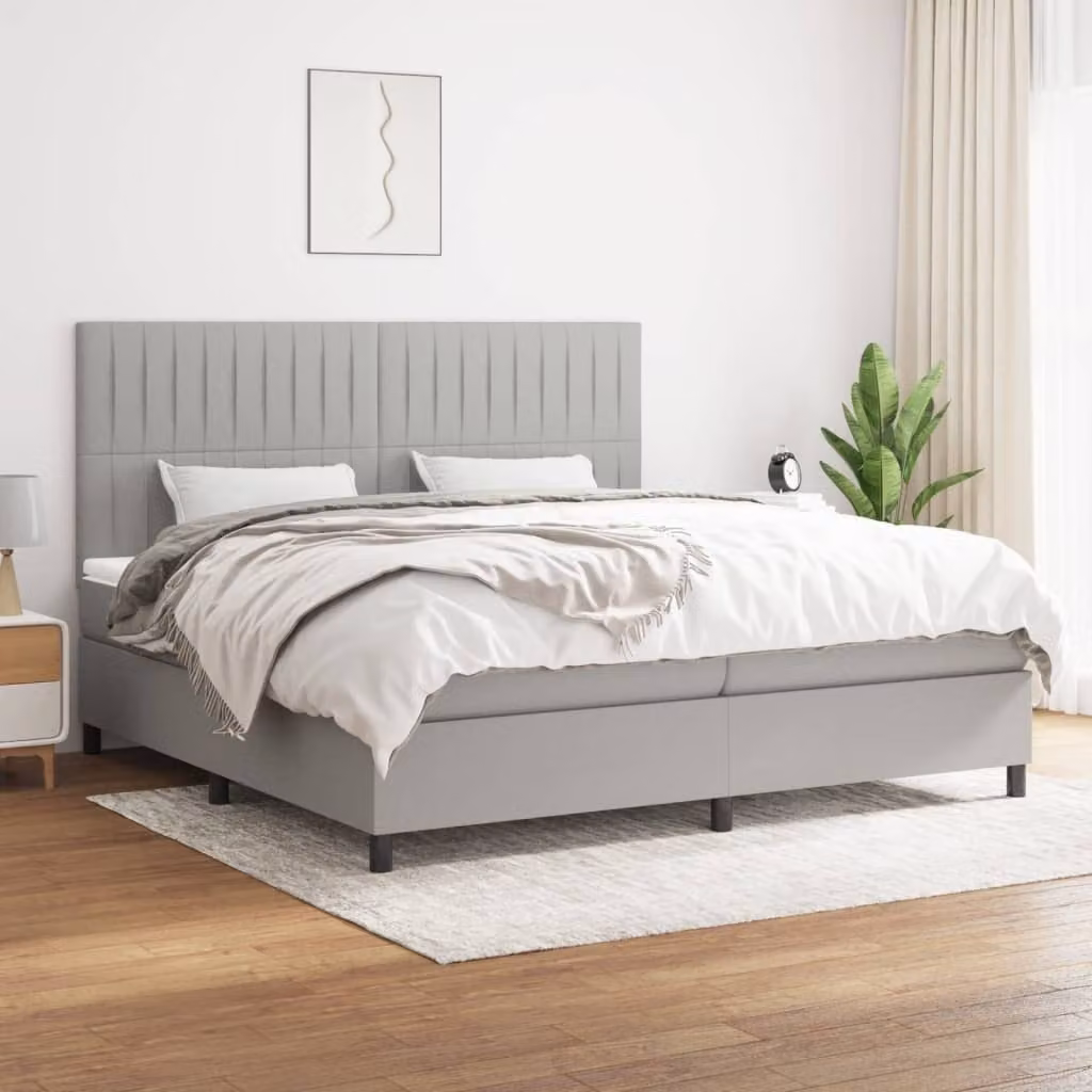 Maison Exclusive - Giroletto a Molle con Materasso Grigio Chiaro 200x200cm Tessuto