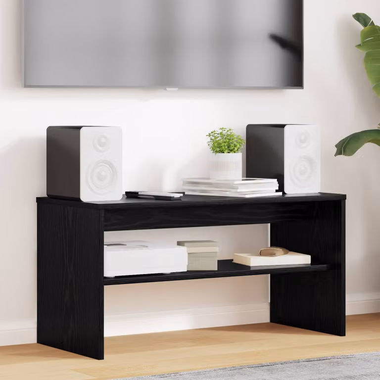 Mobile TV vidaXL moderno in legno ingegnerizzato color rovere nero L 80 cm, P 35 cm, H 40 cm