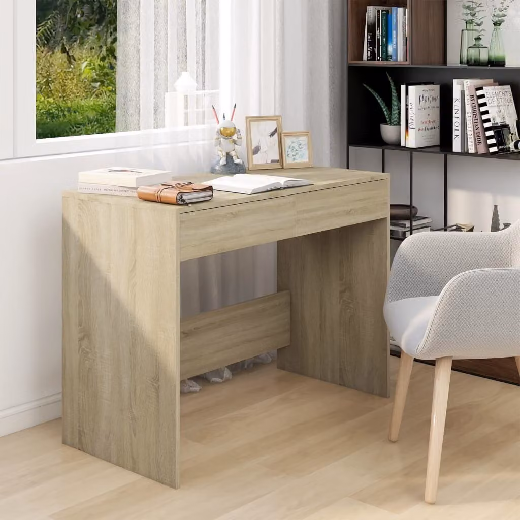 The Living Store Scrivania rovere Sonoma 101x50x76,5 cm materiale in legno