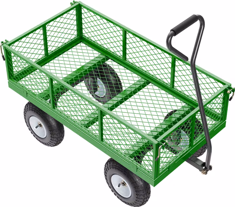 SucceBuy carrello da giardino in acciaio, portata 900 libbre, carrello per impieghi gravosi, pneumatici da 10 pollici