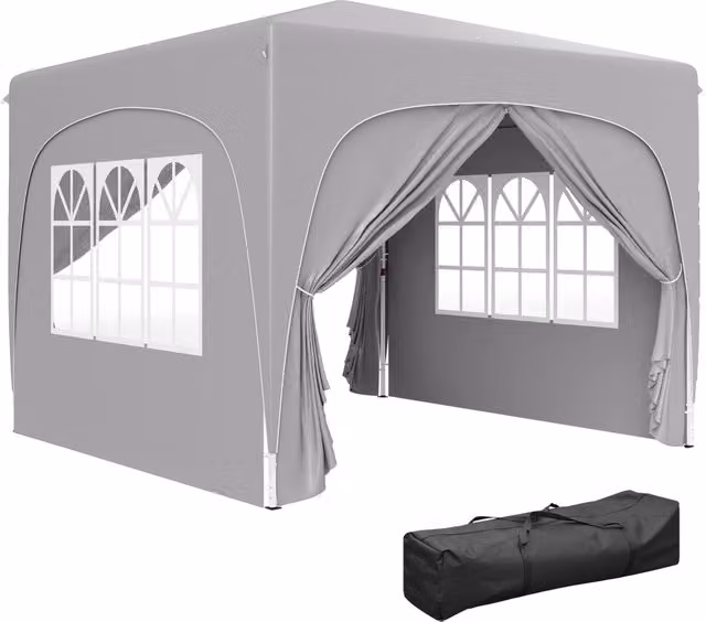 Gazebo Pieghevole Xylo Grigio Chiaro con Protezione UPF50+ L/P: 300 x 300 cm, H: 273 cm