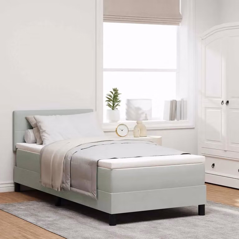 Letto a molle con testiera vidaXL in velluto grigio, L/P/H: 90 x 200 x 140 cm