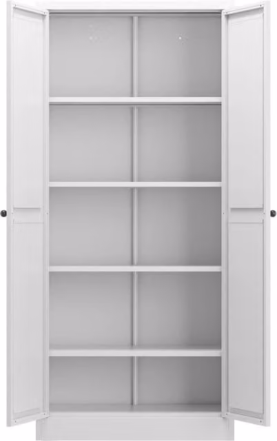 Armadio Dispensa in Metallo Bianco con 4 Ripiani Regolabili 155x70x35 cm per Cucina e Soggiorno