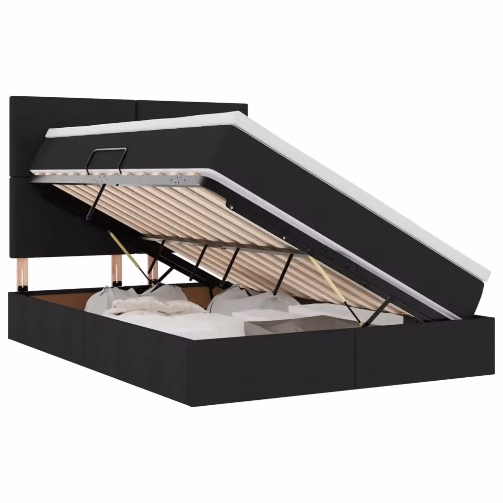Letto con contenitore moderno vidaXL in tessuto nero L: 140 cm, P: 200 cm, H: 204 cm – 2