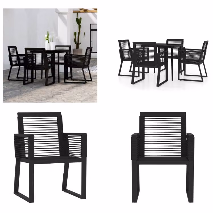 vidaXL Set da pranzo da giardino 5 pezzi nero - Set da pranzo da giardino - Set da pranzo da esterno - Set da pranzo da patio