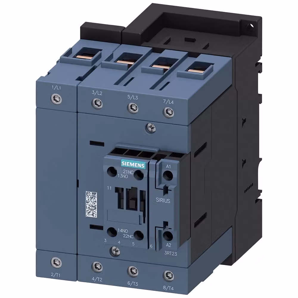 Siemens Schütz, AC-1, 110 A/400 V/40 °C, S3, 4 poli, CA 110 V, 50/60 Hz, 1S+1Ö 3RT23441AG20