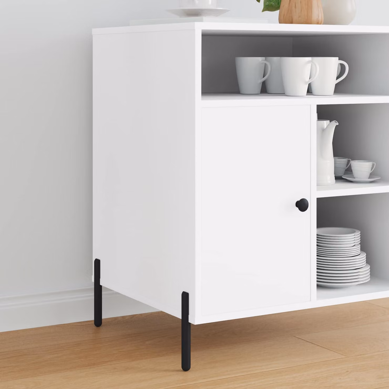 Set di 12 piedini per mobili vidaXL in acciaio nero opaco, dimensioni: 66 x 36 x 160 mm