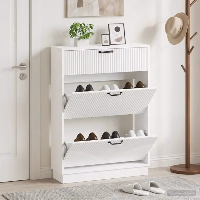 Mobile porta scarpe moderno vidaXL in MDF e metallo L: 78 cm, P: 24 cm, H: 100 cm