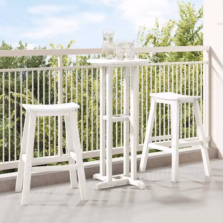 Set Bar da Giardino Moderno vidaXL in Plastica Bianca 3 Pezzi