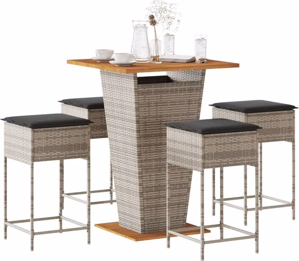 Maison Exclusive - Set da bar da giardino 5 pezzi con cuscini grigio in polyrattan