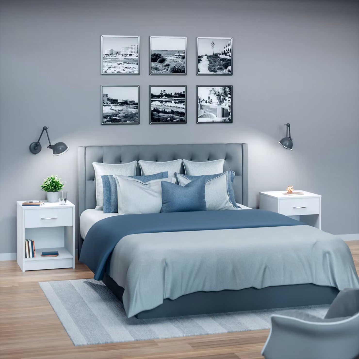 Comodino Hamburg Casaria Bianco L: 50 cm, P: 40 cm, H: 35 cm – 2
