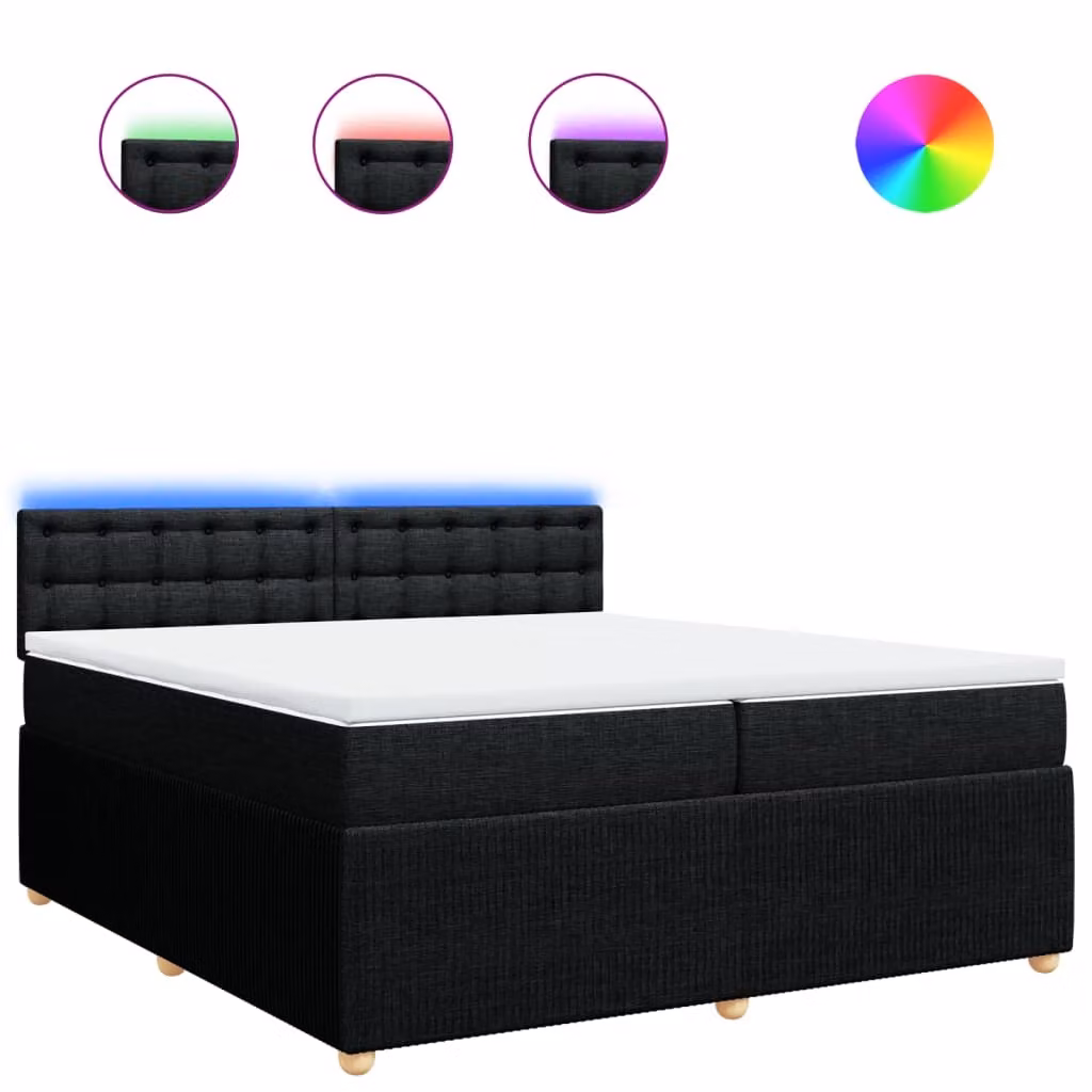 Giroletto a Molle con Materasso Nero 200x200 cm in Tessuto