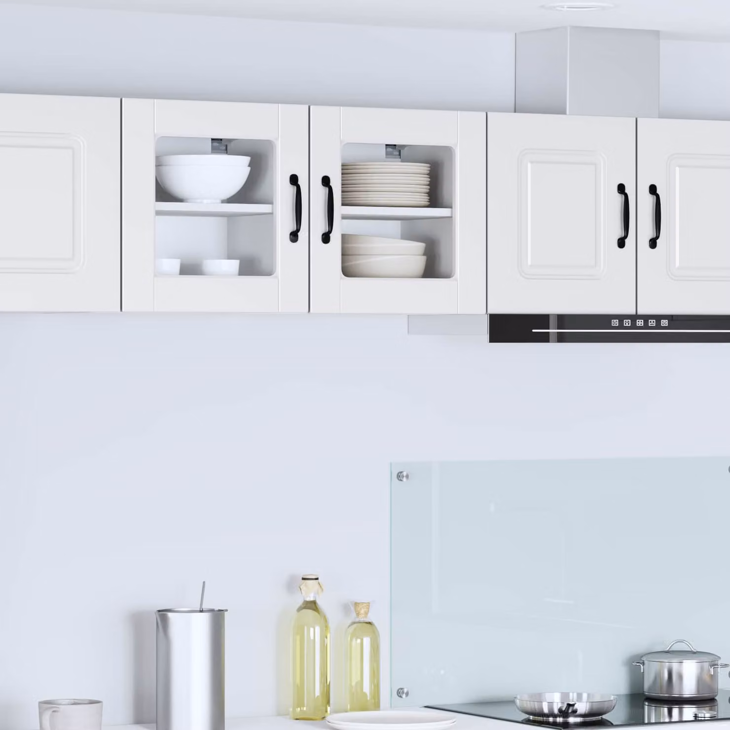 Mobile da parete PORTO vidaXL bianco con ante in vetro e ripiani interni L/P/H: 40 x 31 x 40 cm