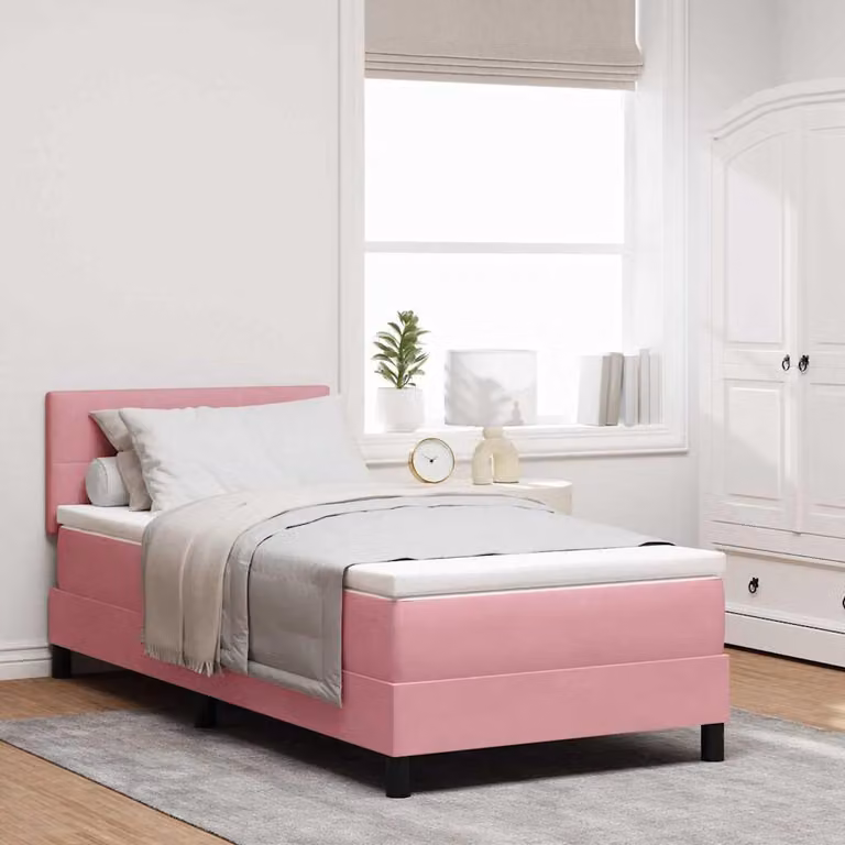 Maison Exclusive - Letto a molle con contenitore LED e materasso Rosa 120 x 190 cm velluto