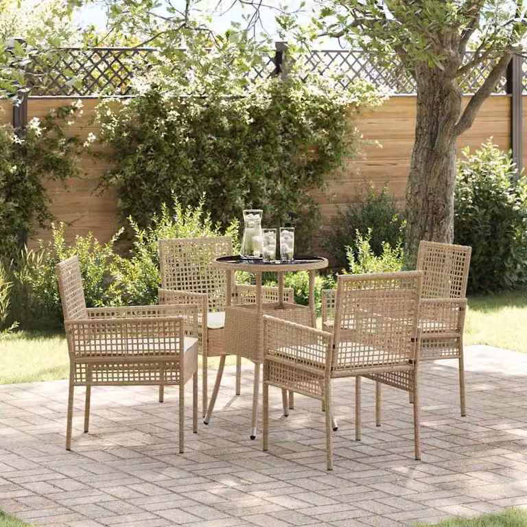 Maison Exclusive - Set da Pranzo per Giardino 5 pcs Beige polyrattan