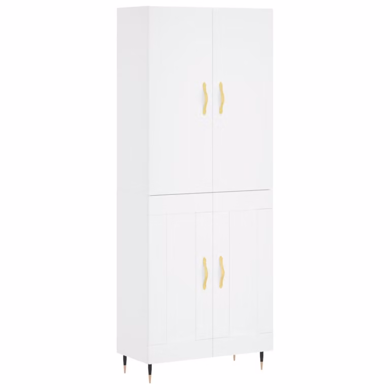 Credenza Bianca 69,5x34x180 cm in Legno Multistrato