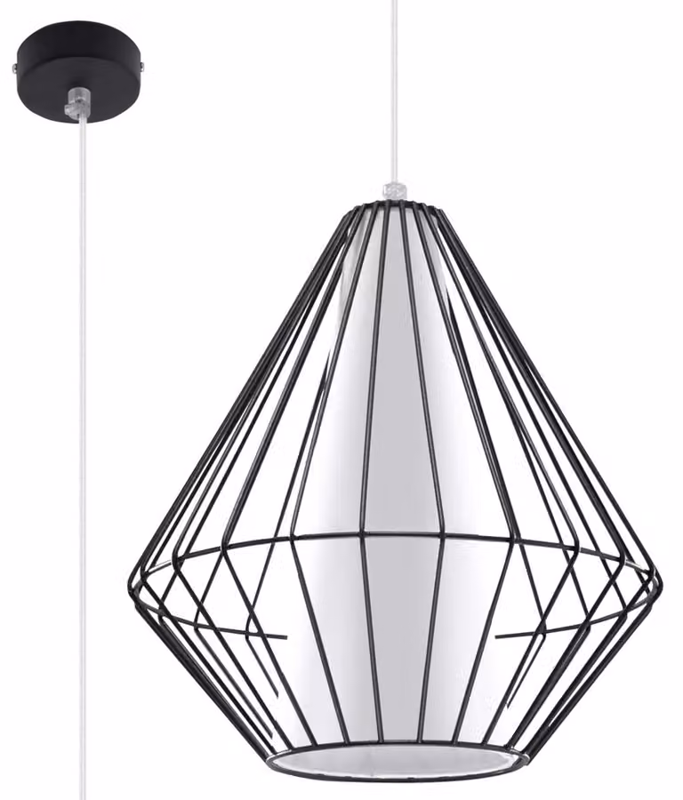Lampada a sospensione DEMI nero 1xE27 15W acciaio/PVC 130x28x28cm Sollux Lighting