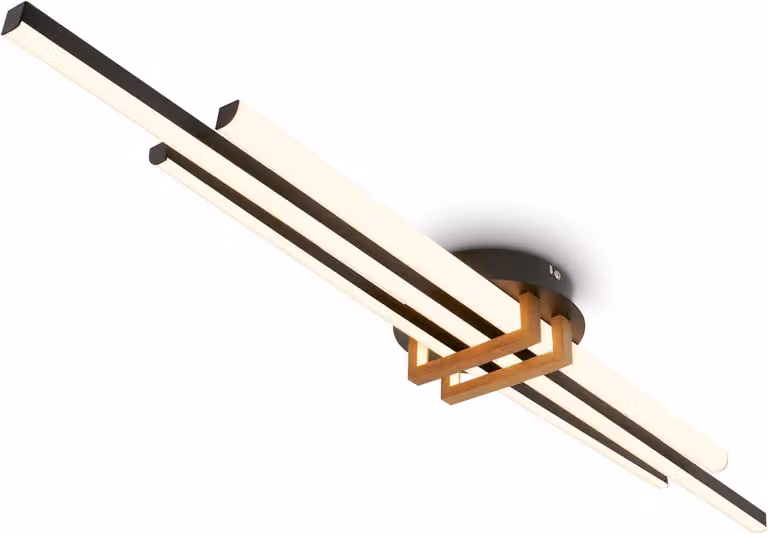 Briloner TINKA Plafoniera LED, profili angolari, luce bianca calda, nero-legno, 98 x 16 x 6,6 cm