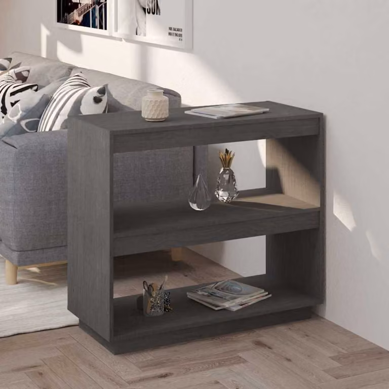 Libreria moderna vidaXL in legno di pino e MDF grigia, L 80 cm x P 35 cm x H 71 cm