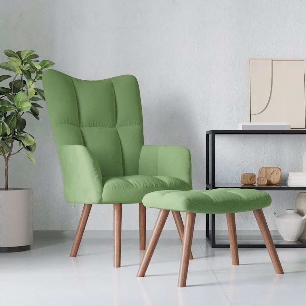 Maison Exclusive - Poltrona relax con poggiapiedi in velluto verde chiaro