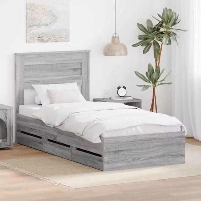 Struttura del letto con cassetto Grigio Sonoma 100 x 200 cm 3409872