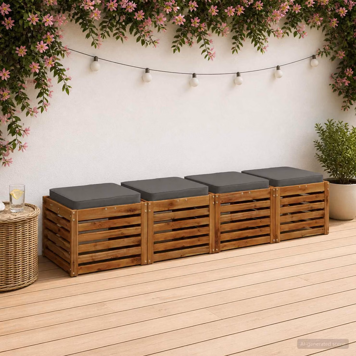 Set di 4 cuscini per sedia vidaXL VUGHT in poliestere grigio con rivestimento rimovibile e lavabile