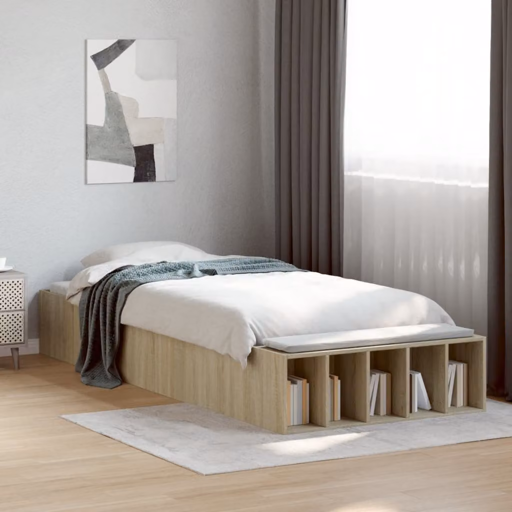 Giroletto vidaXL in legno multistrato color rovere sonoma con doghe piatte L/P/H: 200 x 100 x 30 cm
