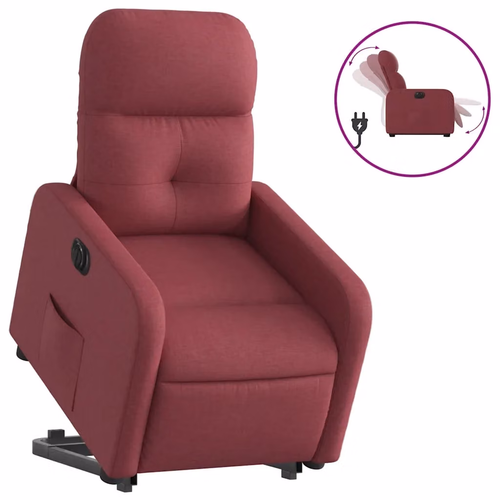 Poltrona Alzapersona Reclinabile Elettrica vidaXL in Tessuto Rosso – 2