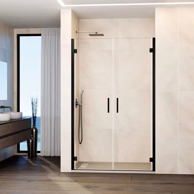 Box doccia rettangolare GLASS con 2 porte battenti, colore titanio e vetro trasparente, L: 90 cm