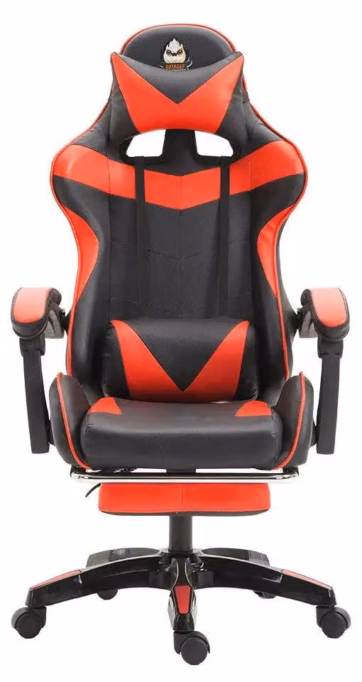 Sedia da gaming - Sedia da ufficio - Schienale ergonomico - Altezza regolabile - Funzione reclinabile - Rivestimento in ecopelle - Rotella girevole - Decorazioni a forma di orecchie di gatto e cuscino - Colore: rosso