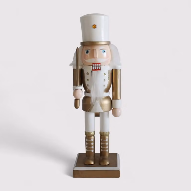Populus - Statuetta schiaccianoci di Natale bianco e oro