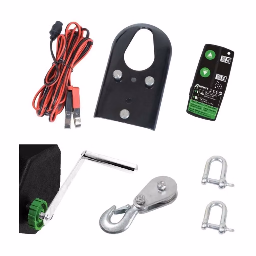 Verricello Elettrico RIBIMEX 12V con Telecomando e Cavo in Acciaio, Portata 5000kg, Nero – 2