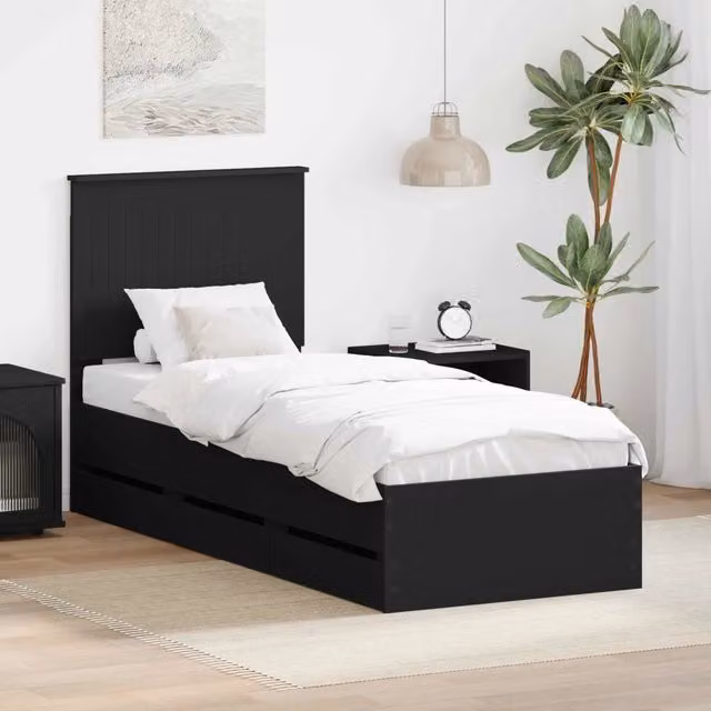 Struttura letto con cassetti vidaXL in legno ingegnerizzato nero L 190 x P 75 x H 100 cm