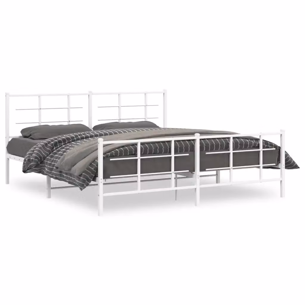 vidaXL Giroletto in Metallo con Testiera e Pediera Bianco L: 187 cm, P: 90 cm, H: 219 cm – 2