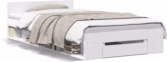 Letto singolo moderno DESIGN IN in legno multistrato bianco con cassetto L/P/H: 203 x 90 x 45 cm