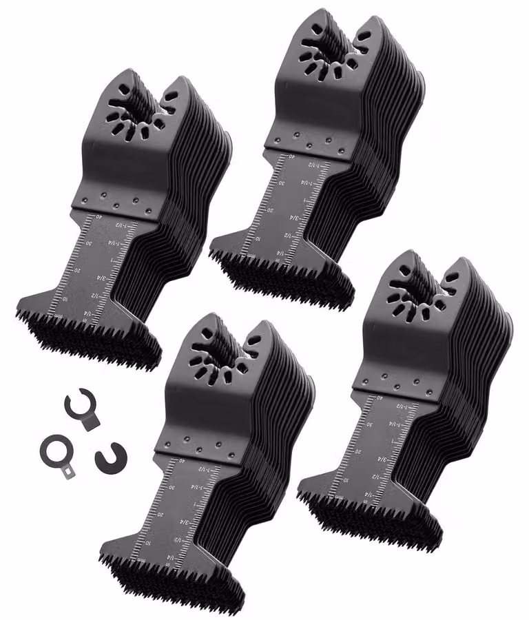 SucceBuy, 60 lame per seghe multifunzione, lame oscillanti con dentatura giapponese, accessori per legno, plastica e PVC, compatibili con diverse marche di utensili come Bosch, Fein, Dewalt, Milwaukee e Craftsman