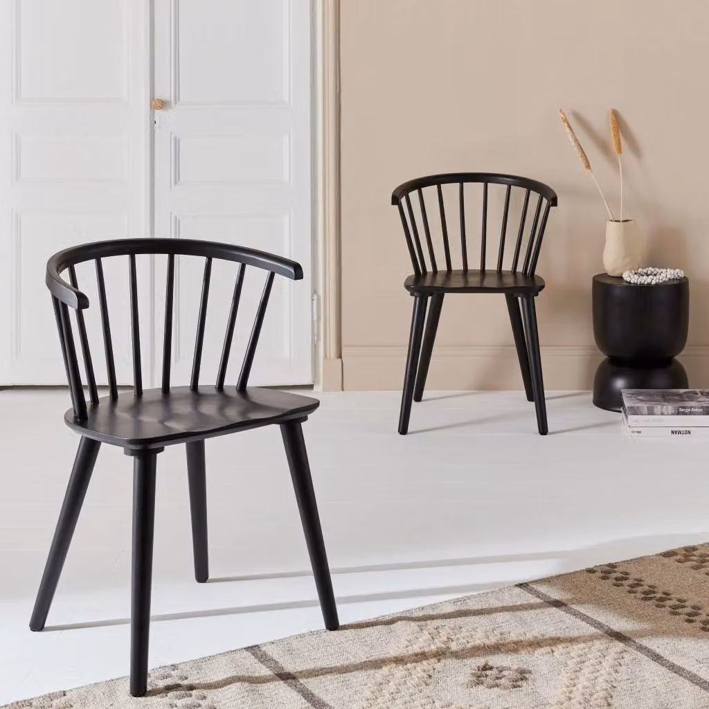 Set di 2 sedie da bar Sweeek in legno e compensato, nero opaco – 2