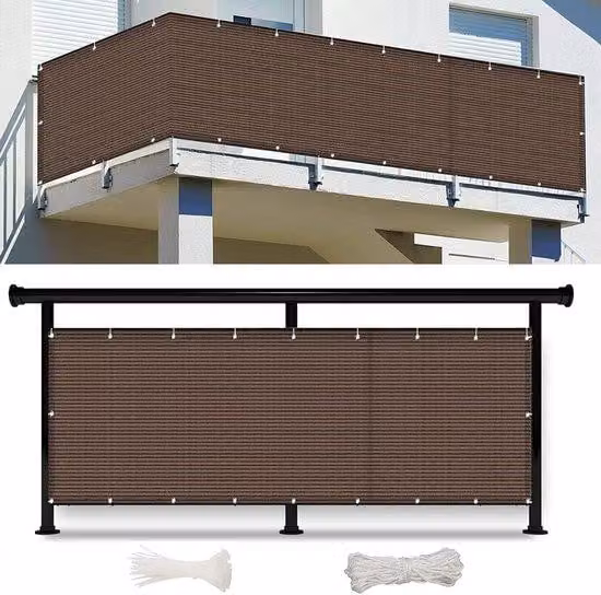 Ombrellone da terrazza - Paravento per balcone - Resistente ai raggi UV e all'acqua - 100 x 500 cm - Marrone