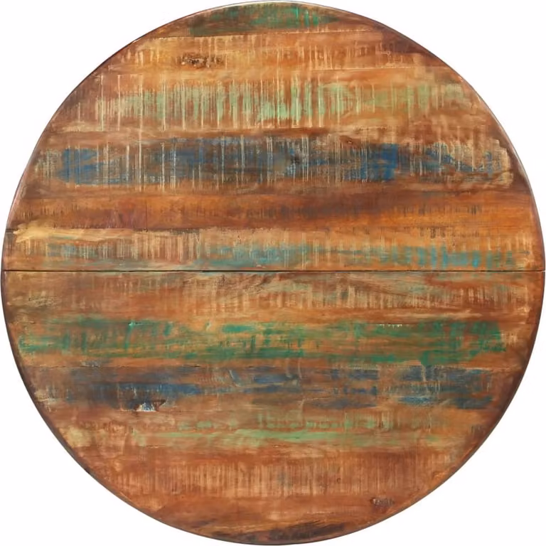 Tavolo da Pranzo Ø110x78cm Legno Massello di Recupero e Acciaio