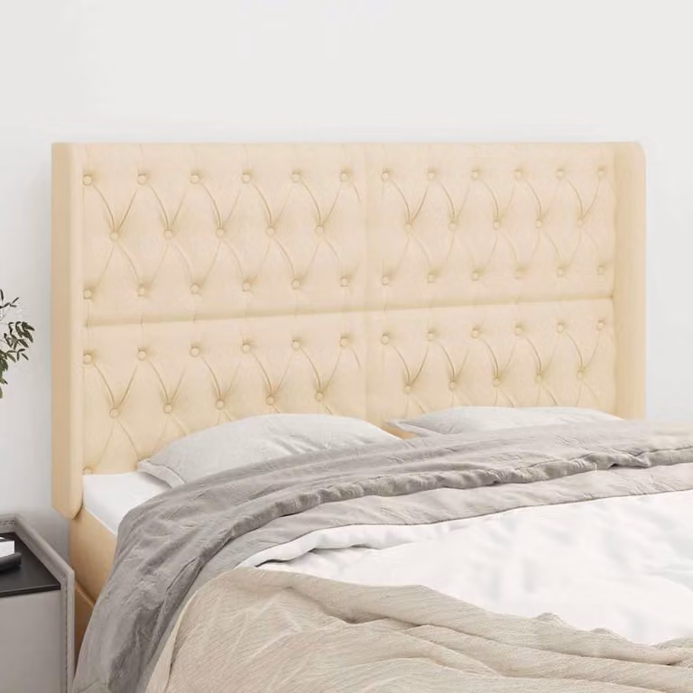 Testiera ad orecchio vidaXL in tessuto beige L: 163 cm, P: 16 cm, H: 118 cm