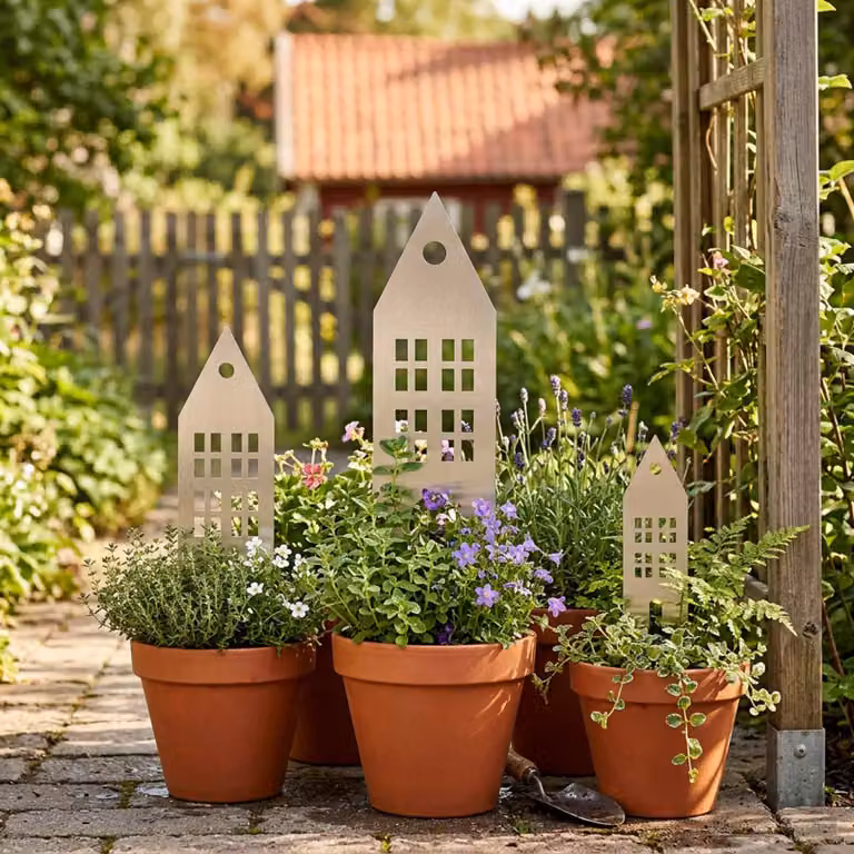 Set di 3 pali da giardino vidaXL in acciaio inox color argento, L: 41 cm, P: 10 cm, Spessore: 0,08 cm
