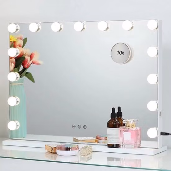 Specchio di Trucco Illuminato con Touchscreen e Lampade a LED - Luminosità e Modelli di Colore Regolabili