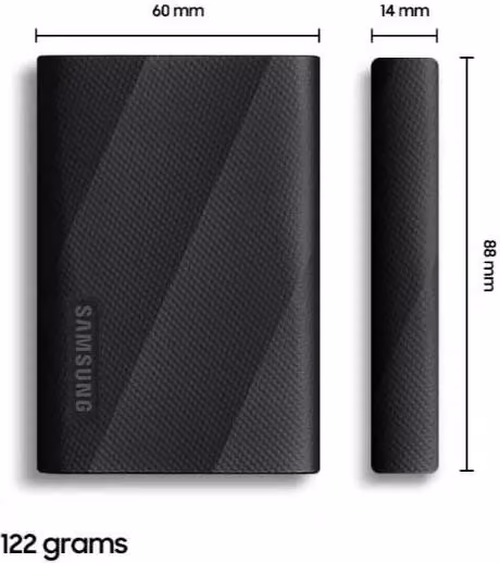 Samsung Portable SSD T9 USB 3.2 con capacità da 1 TB, colore nero, con connettività USB-C e USB-A