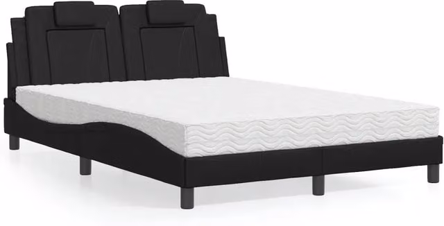 Letto Viana vidaXL con Materasso in Similpelle Nero, L/P: 120 x 200 cm – 2