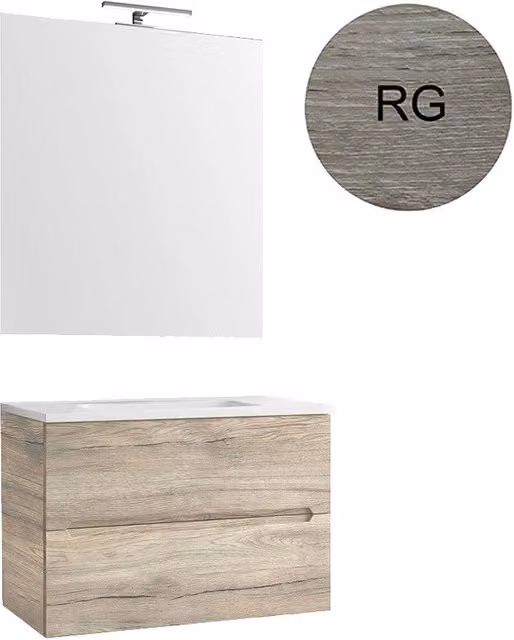 Mobile bagno rovere grigio sospeso linea talia da 70 cm