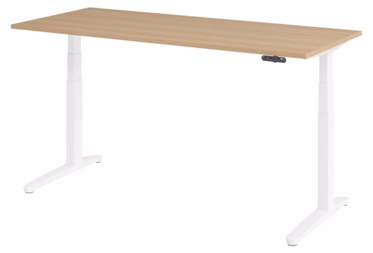 Scrivania elettrica bümö XBHM - Dimensioni: 180 x 80 cm, struttura: bianco, decorazione: rovere