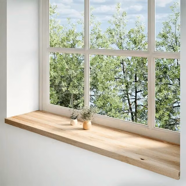 Set di 2 Davanzali in Legno Massello di Rovere Naturale DESIGN IN, L: 160 cm, P: 40 cm, H: 2 cm